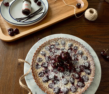 Fresh Cherry Tart in Vanilla Custard with Almond Crust
